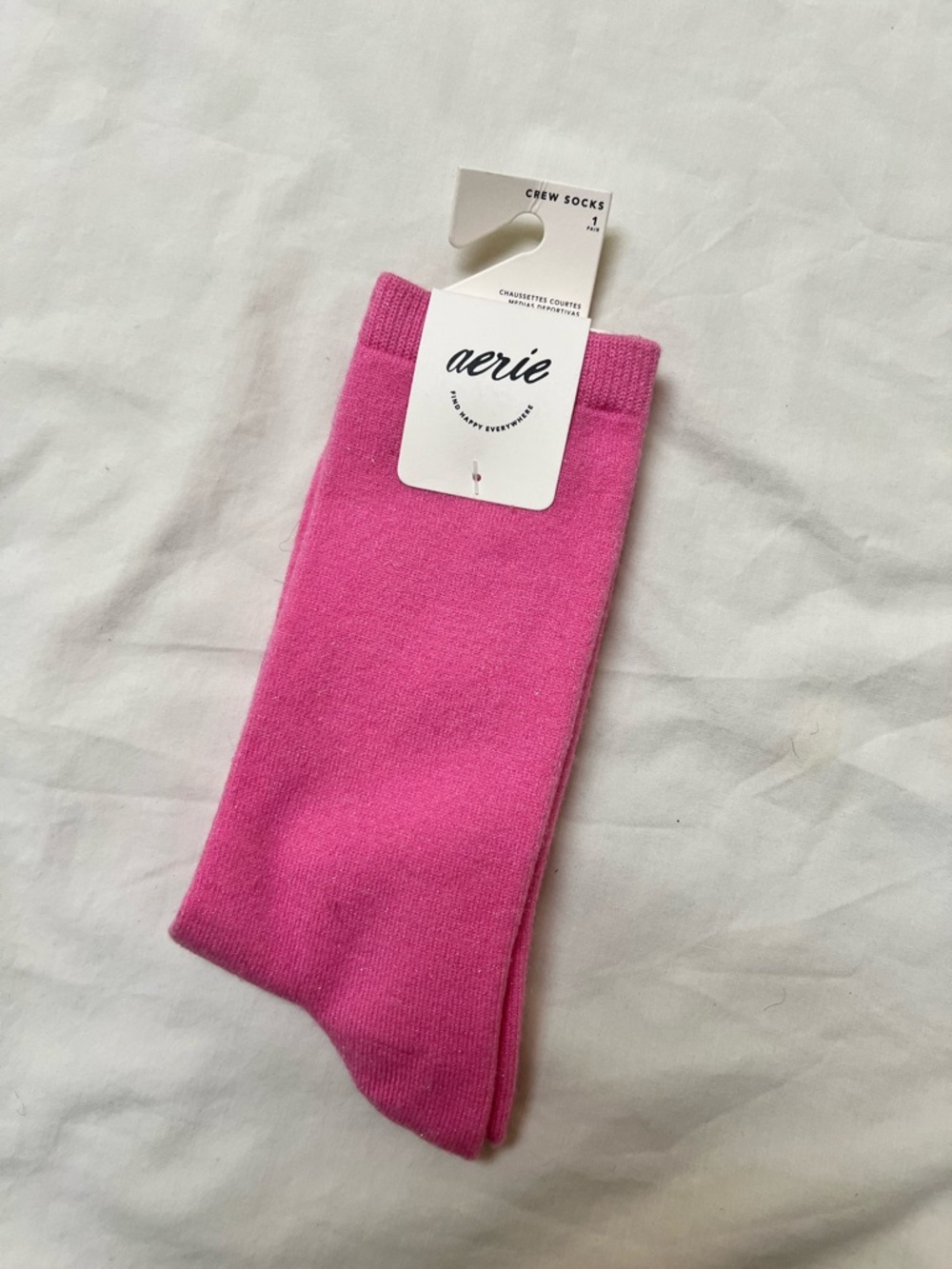 aerie Men's Crew Socks in Bright Pink